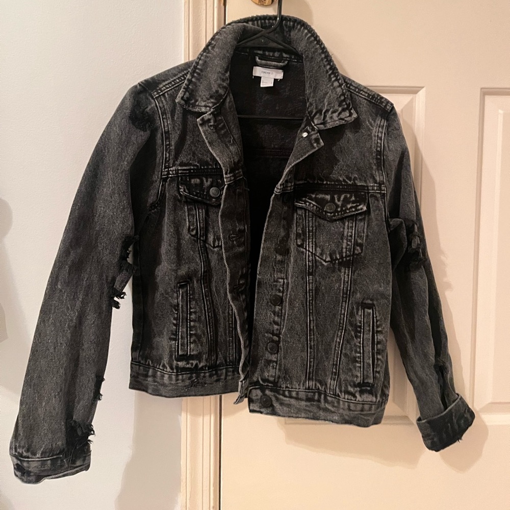 Forever 21 ripped jean jacket